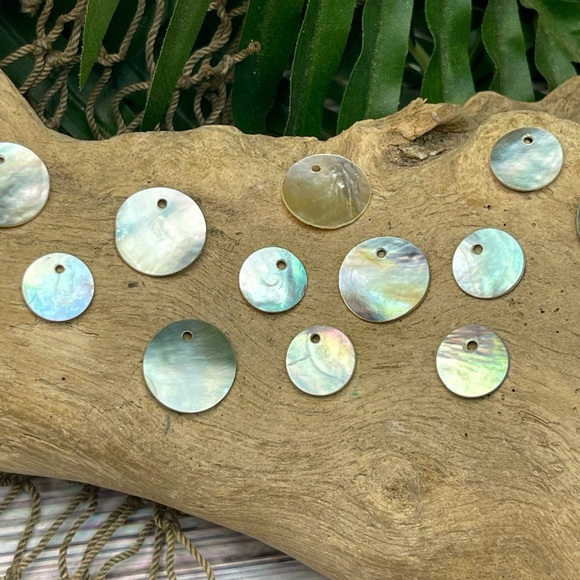20 Abalone Mother of Pearl Shell Charms Lot in 2 sizes DIY jewelry Making Lot - Picture 10 of 16